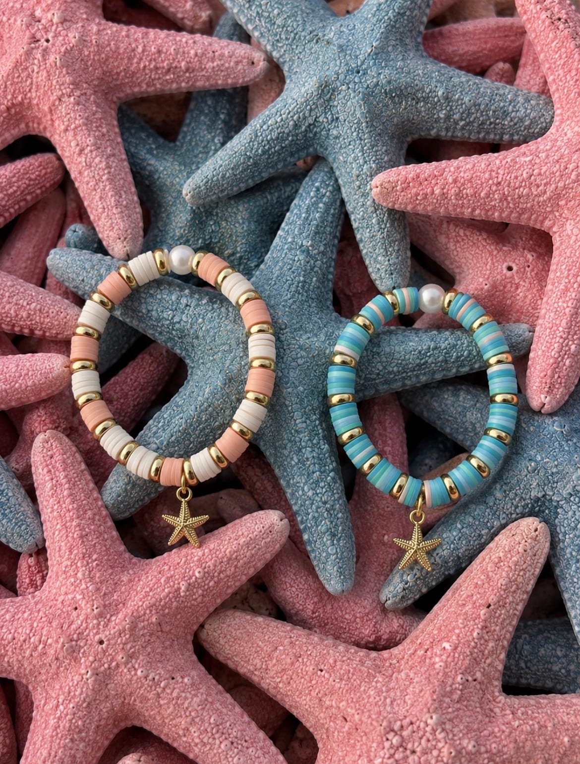 Matching Starfish Bracelets in Blue and Pink